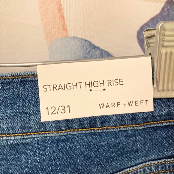 Warp + Weft Straight High Rise Midtone Blue Jean Size 12 - Picture 5 of 10